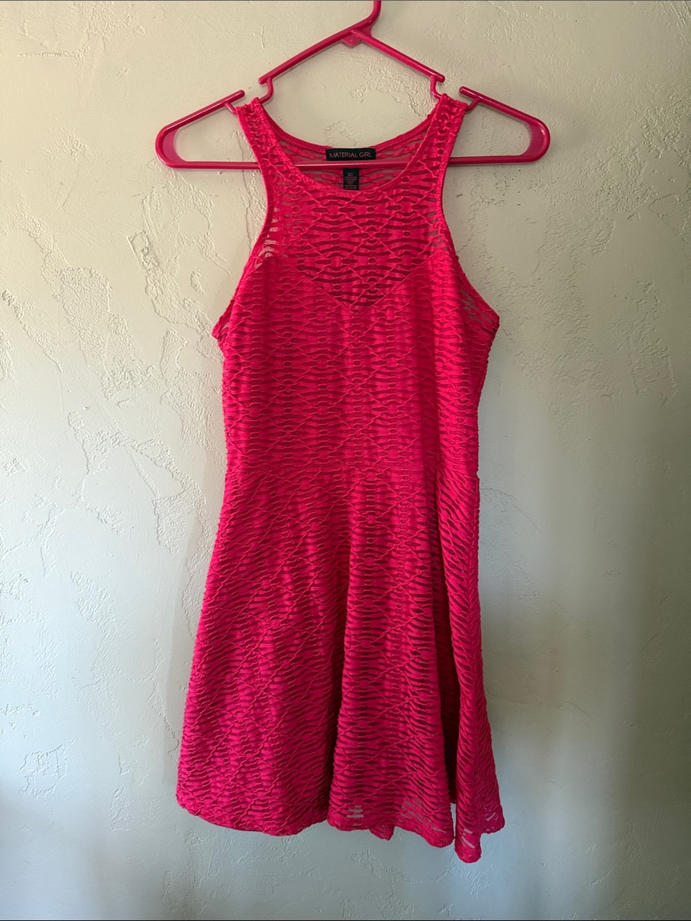 Material Girl Neon Pink Textured Racerback Dress